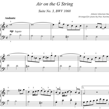 Air on the G String – By Johann Sebastian Bach, Arranged for piano by Dias Karimov Preview