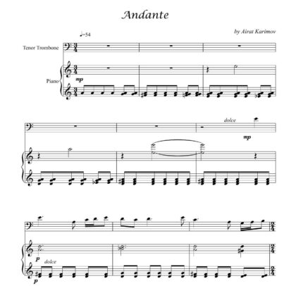 Andante by Airat Karimov trombone and piano sheet music PDF download