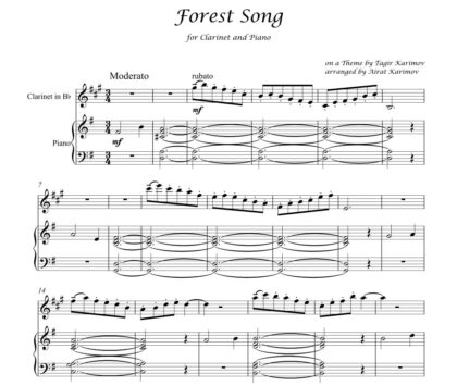 Forest Song by Tagir Karimov arranged by Airat Karimov clarinet and piano sheet music PDF download