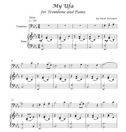 My Ufa by Airat Karimov trombone and piano sheet music PDF download