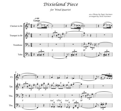 Dixieland Piece by Tagir Karimov, arranged by Airat Karimov for wind quartet sheet music PDF download
