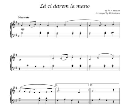 La ci darem la mano” by Mozart, piano solo arrangement by Dias Karimov sheet music PDF download