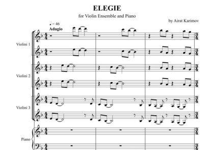 Élégie by Airat Karimov violin ensemble and piano sheet music PDF download