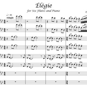 Élégie by Airat Karimov for six flutes and piano sheet music PDF download