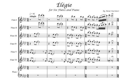 Élégie by Airat Karimov for six flutes and piano sheet music PDF download