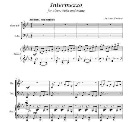 Intermezzo by Airat Karimov for horn, tuba and piano sheet music PDF download