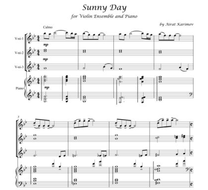 Sunny Day by Airat Karimov for violin ensemble and piano sheet music PDF download