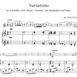 Variations on the Bashkir Folk Theme Azamat arranged by Airat Karimov for balalaika and piano sheet music PDF download