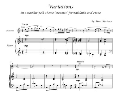 Variations on the Bashkir Folk Theme Azamat arranged by Airat Karimov for balalaika and piano sheet music PDF download